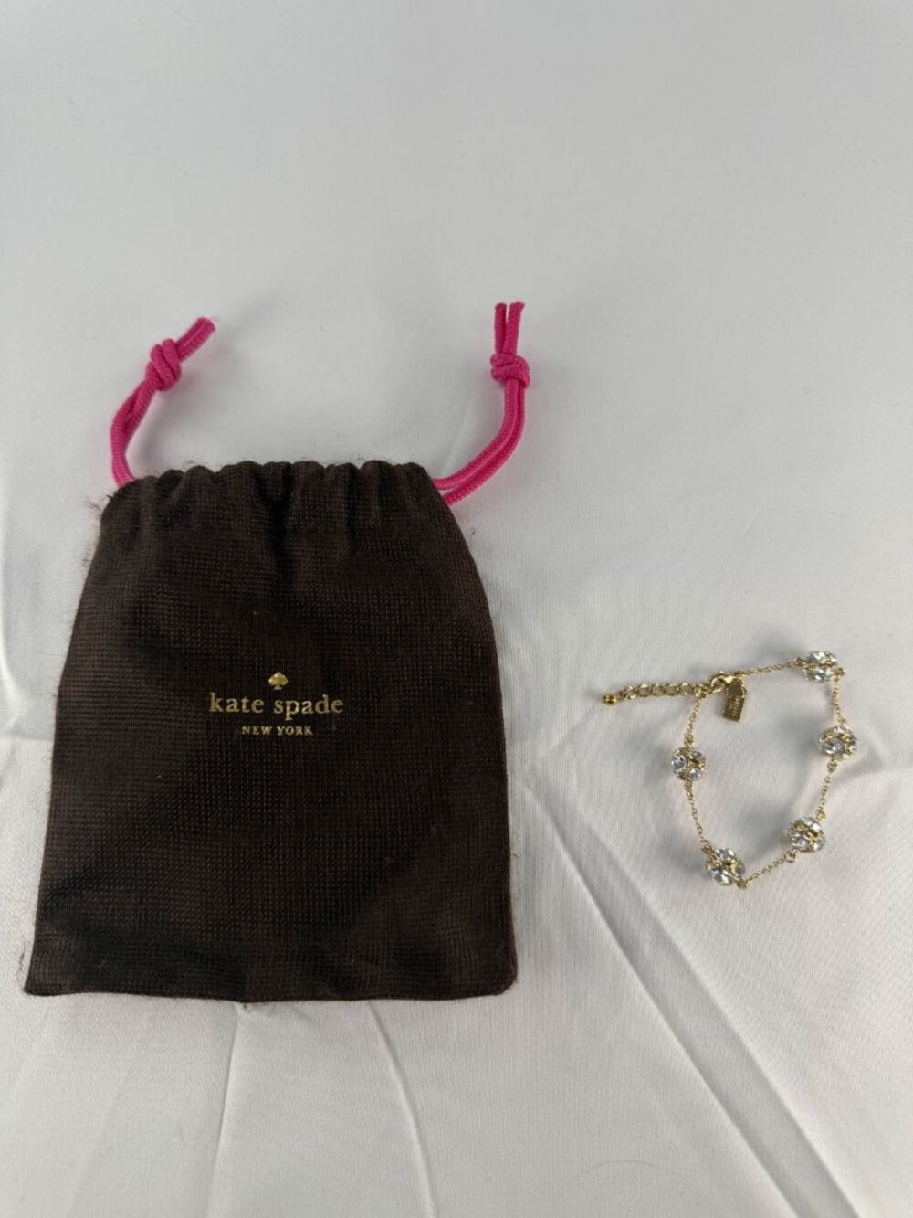 Vintage Kate Spade Lady Marmalade Crystal Ball Bracelet Gold Tone /w Dust Bag